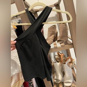 Black cross cross halter top